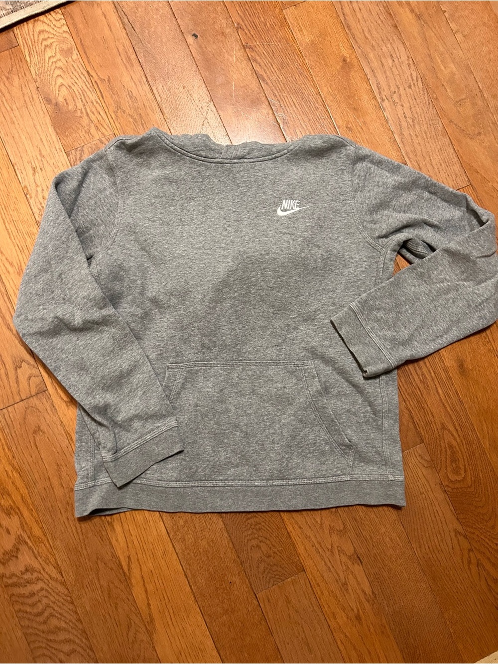 Nike Kid’s Heather Gray Crewneck Hoodie with Small Logo